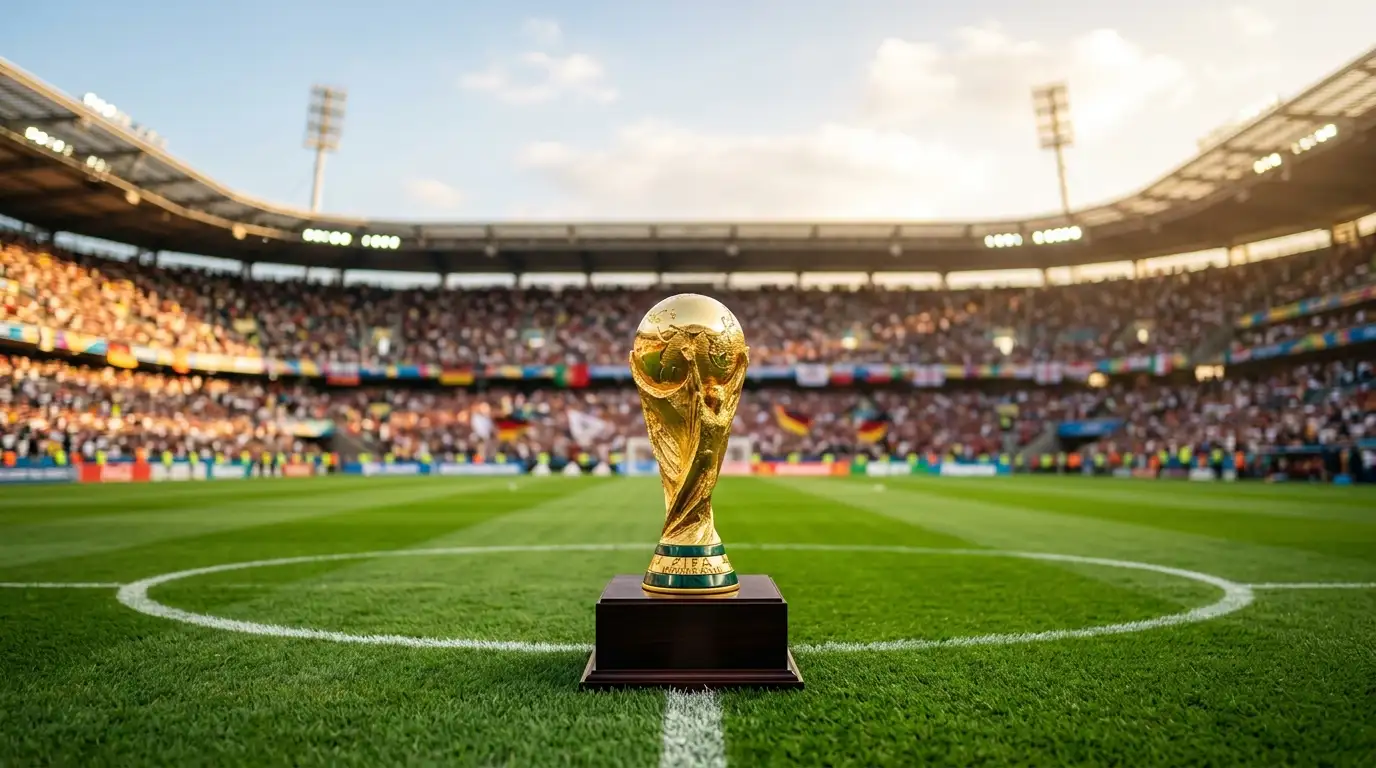 Le trophée de la Coupe du Monde avant la finale Espagne – Argentine au MetLife Stadium